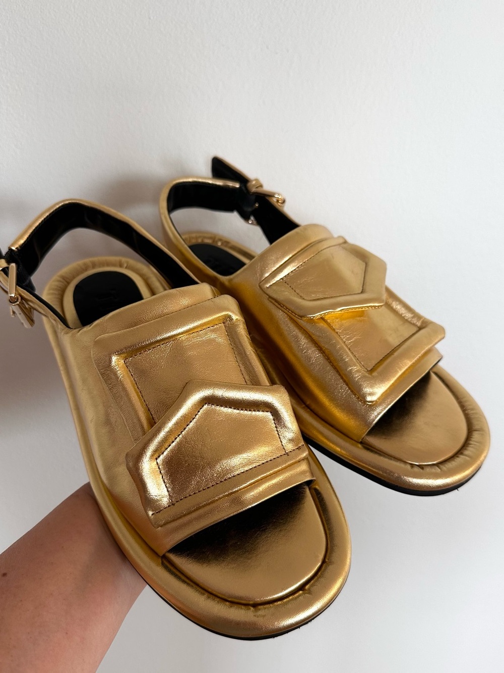 Tibi Beryen Gold slingback sandals size 38